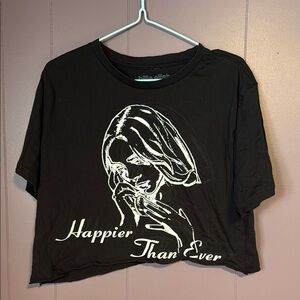 Black Graphic Billie Eilish Happier Than Ever Crop Top Size Large